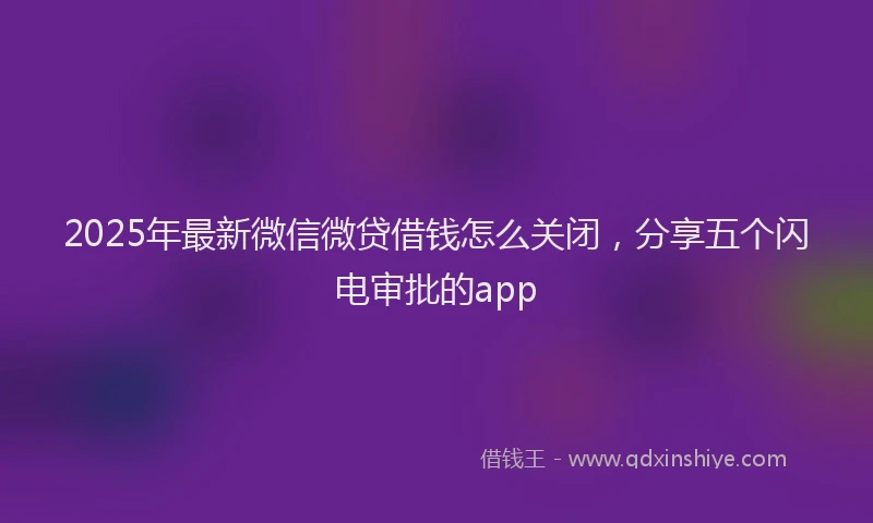 2025年最新微信微贷借钱怎么关闭，分享五个闪电审批的app