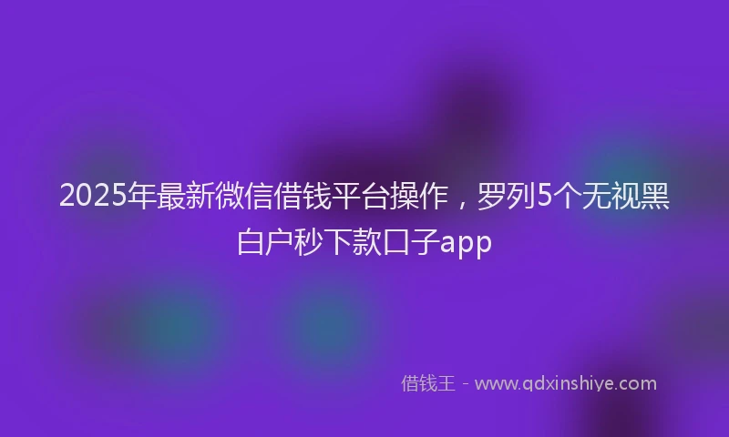 2025年最新微信借钱平台操作，罗列5个无视黑白户秒下款口子app