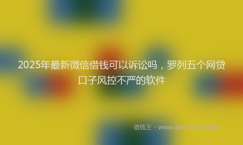 2025年最新微信借钱可以诉讼吗，罗列五个网贷口子风控不严的软件