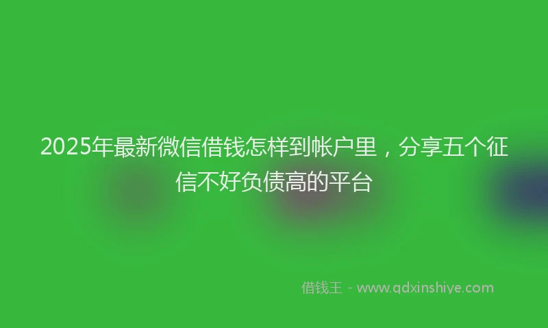 2025年最新微信借钱怎样到帐户里，分享五个征信不好负债高的平台
