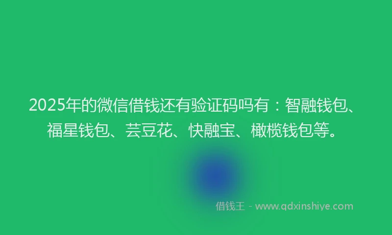 2025年的微信借钱还有验证码吗有：智融钱包、福星钱包、芸豆花、快融宝、橄榄钱包等。