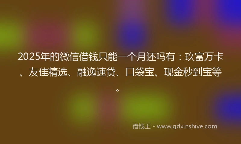 2025年的微信借钱只能一个月还吗有：玖富万卡、友佳精选、融逸速贷、口袋宝、现金秒到宝等。
