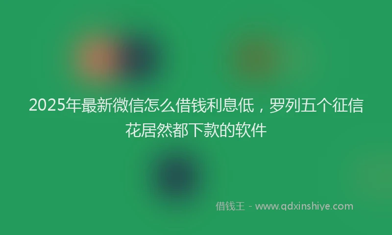2025年最新微信怎么借钱利息低，罗列五个征信花居然都下款的软件