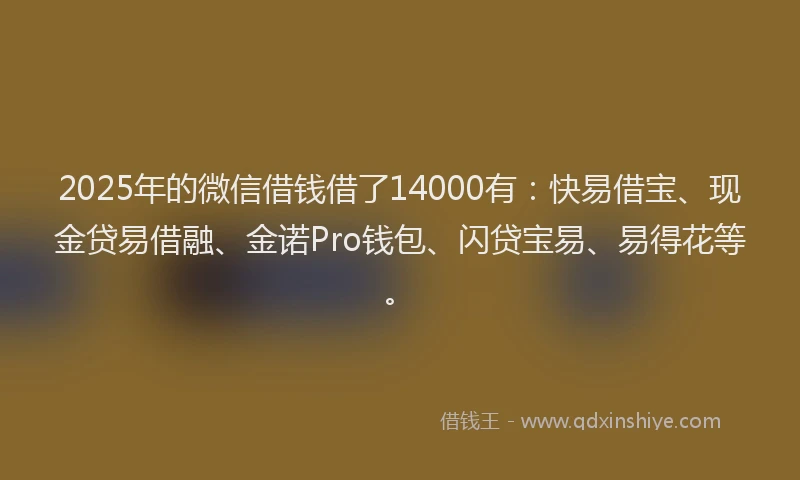 2025年的微信借钱借了14000有：快易借宝、现金贷易借融、金诺Pro钱包、闪贷宝易、易得花等。