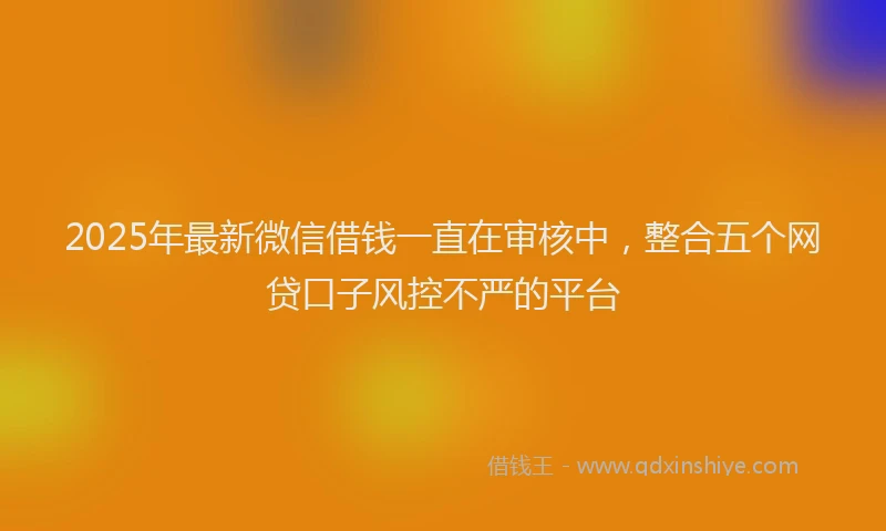 2025年最新微信借钱一直在审核中，整合五个网贷口子风控不严的平台