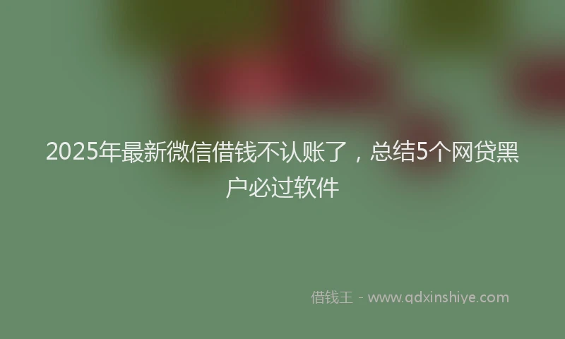 2025年最新微信借钱不认账了，总结5个网贷黑户必过软件