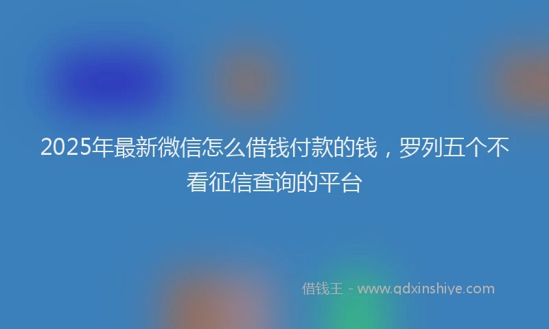 2025年最新微信怎么借钱付款的钱，罗列五个不看征信查询的平台