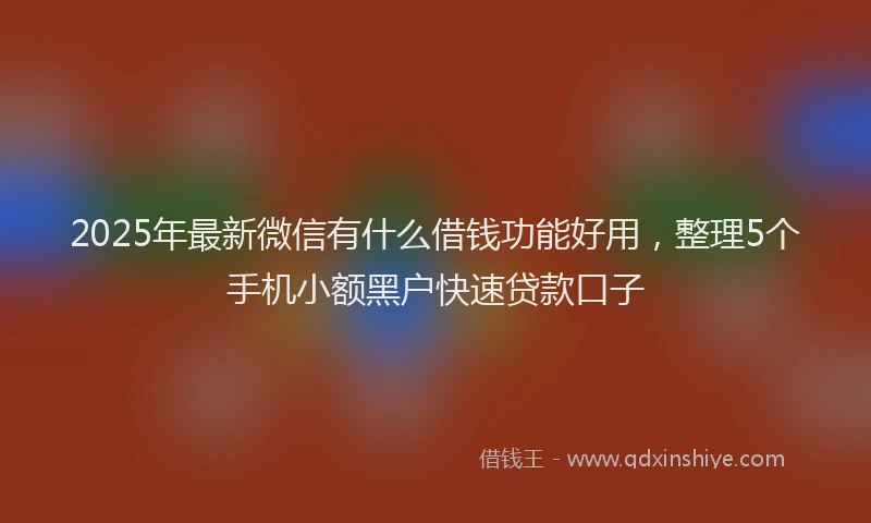 2025年最新微信有什么借钱功能好用，整理5个手机小额黑户快速贷款口子