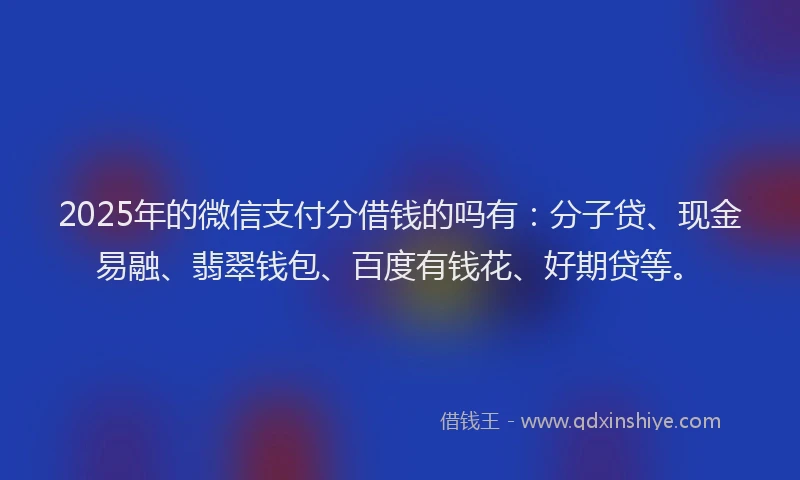 2025年的微信支付分借钱的吗有：分子贷、现金易融、翡翠钱包、百度有钱花、好期贷等。