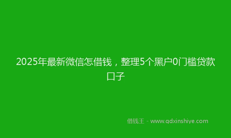2025年最新微信怎借钱，整理5个黑户0门槛贷款口子