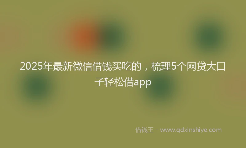 2025年最新微信借钱买吃的，梳理5个网贷大口子轻松借app