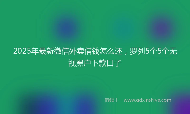 2025年最新微信外卖借钱怎么还，罗列5个5个无视黑户下款口子