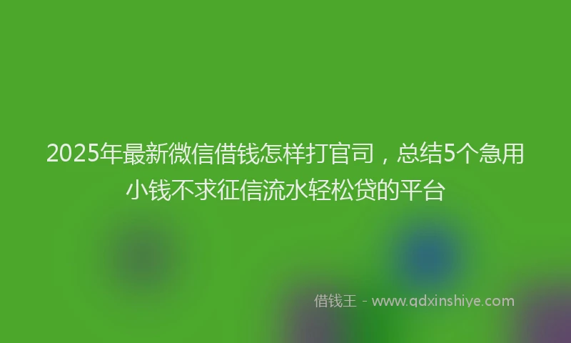 2025年最新微信借钱怎样打官司，总结5个急用小钱不求征信流水轻松贷的平台