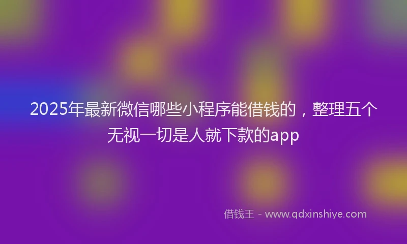 2025年最新微信哪些小程序能借钱的，整理五个无视一切是人就下款的app