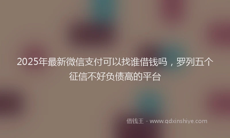 2025年最新微信支付可以找谁借钱吗，罗列五个征信不好负债高的平台