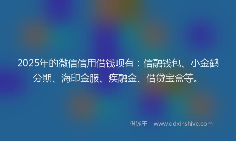 2025年的微信信用借钱呗有：信融钱包、小金鹤分期、海印金服、疾融金、借贷宝盒等。