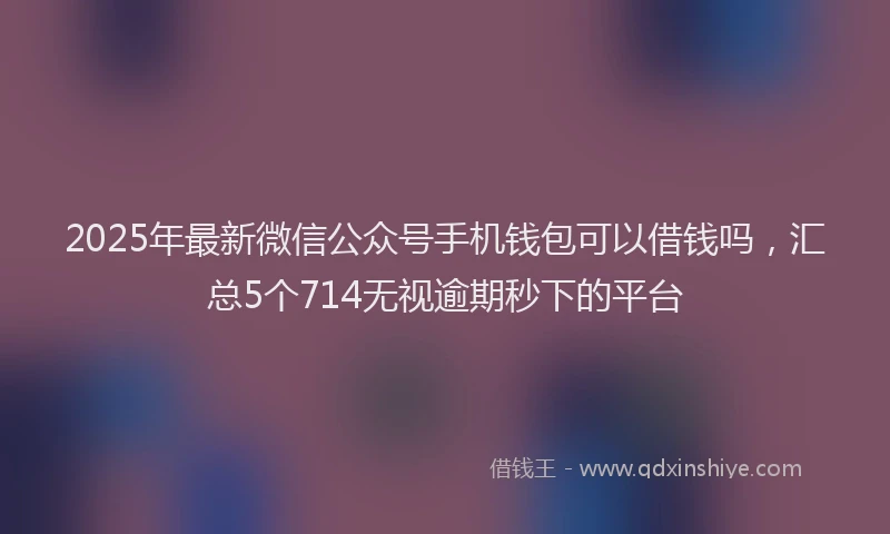 2025年最新微信公众号手机钱包可以借钱吗，汇总5个714无视逾期秒下的平台