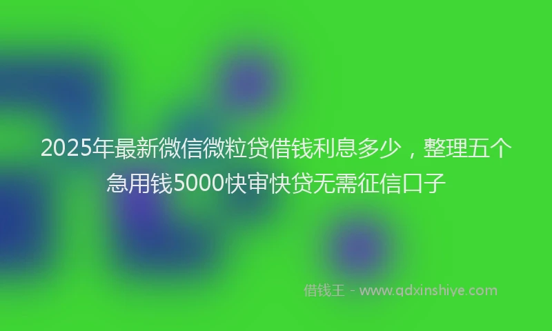 2025年最新微信微粒贷借钱利息多少，整理五个急用钱5000快审快贷无需征信口子