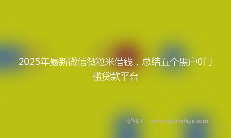 2025年最新微信微粒米借钱，总结五个黑户0门槛贷款平台