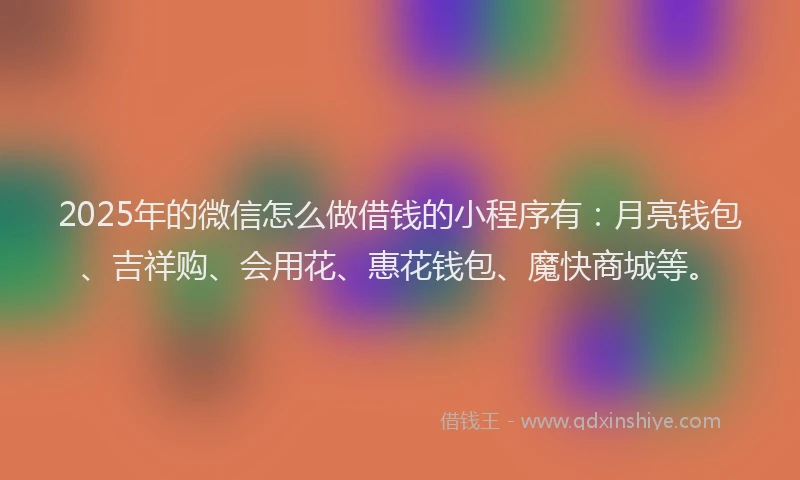 2025年的微信怎么做借钱的小程序有：月亮钱包、吉祥购、会用花、惠花钱包、魔快商城等。