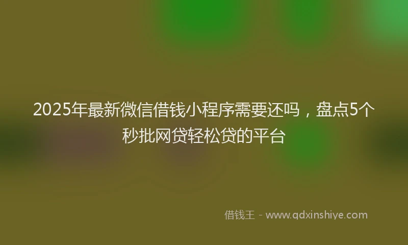 2025年最新微信借钱小程序需要还吗，盘点5个秒批网贷轻松贷的平台