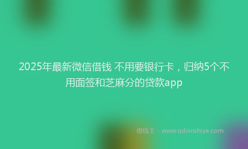 2025年最新微信借钱 不用要银行卡，归纳5个不用面签和芝麻分的贷款app