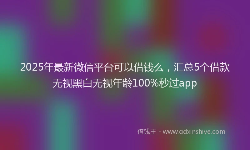 2025年最新微信平台可以借钱么，汇总5个借款无视黑白无视年龄100%秒过app