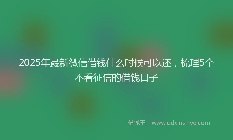 2025年最新微信借钱什么时候可以还，梳理5个不看征信的借钱口子