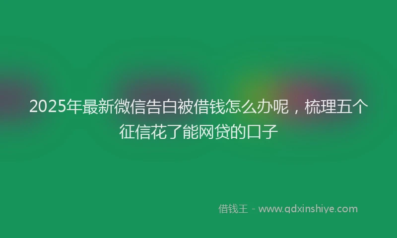 2025年最新微信告白被借钱怎么办呢，梳理五个征信花了能网贷的口子