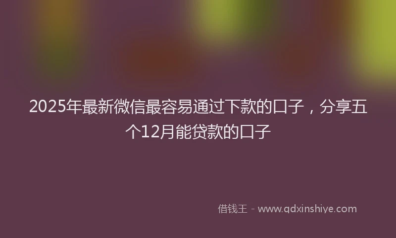 2025年最新微信最容易通过下款的口子，分享五个12月能贷款的口子