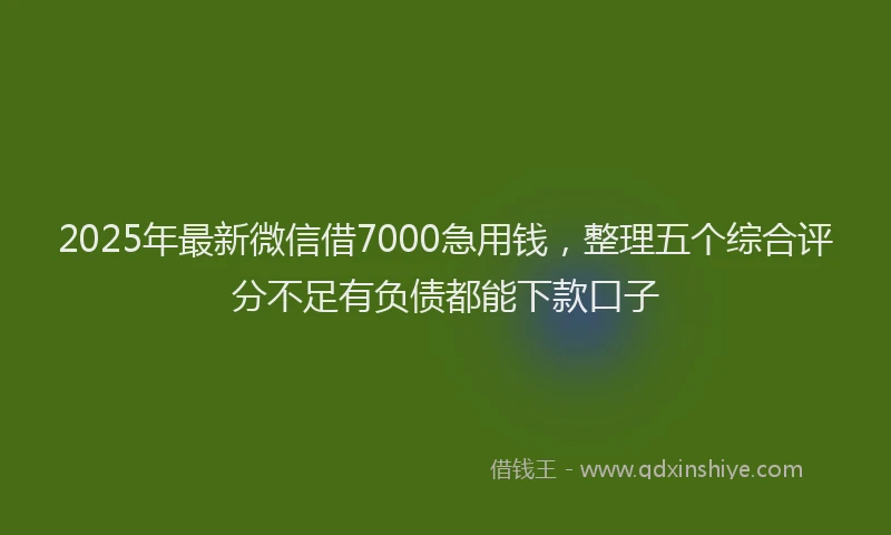 2025年最新微信借7000急用钱，整理五个综合评分不足有负债都能下款口子