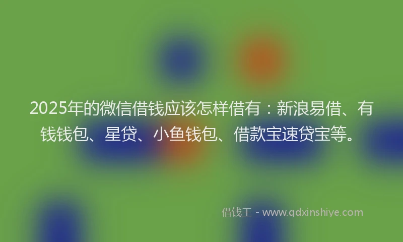 2025年的微信借钱应该怎样借有：新浪易借、有钱钱包、星贷、小鱼钱包、借款宝速贷宝等。