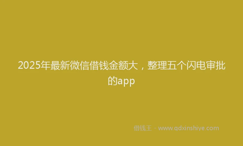 2025年最新微信借钱金额大，整理五个闪电审批的app