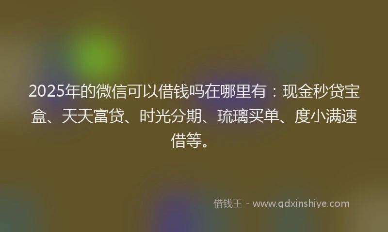 2025年的微信可以借钱吗在哪里有：现金秒贷宝盒、天天富贷、时光分期、琉璃买单、度小满速借等。