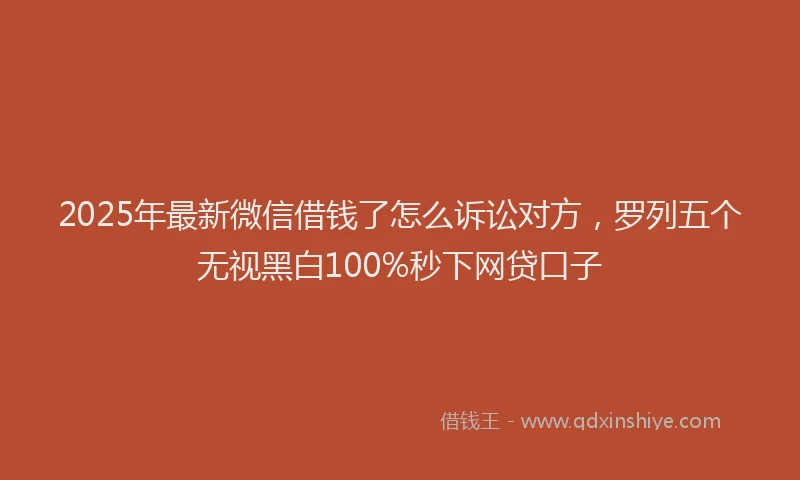 2025年最新微信借钱了怎么诉讼对方，罗列五个无视黑白100%秒下网贷口子