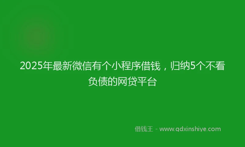 2025年最新微信有个小程序借钱，归纳5个不看负债的网贷平台