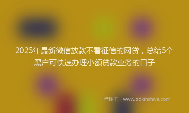 2025年最新微信放款不看征信的网贷，总结5个黑户可快速办理小额贷款业务的口子