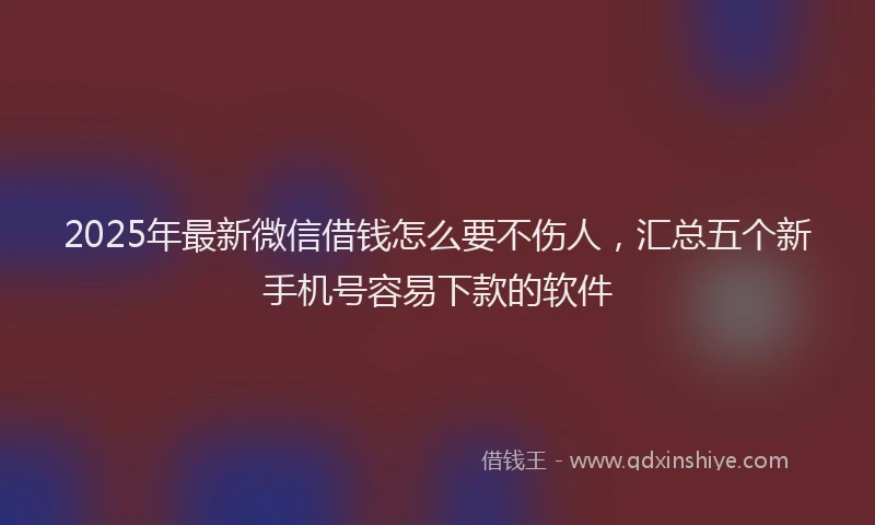 2025年最新微信借钱怎么要不伤人，汇总五个新手机号容易下款的软件