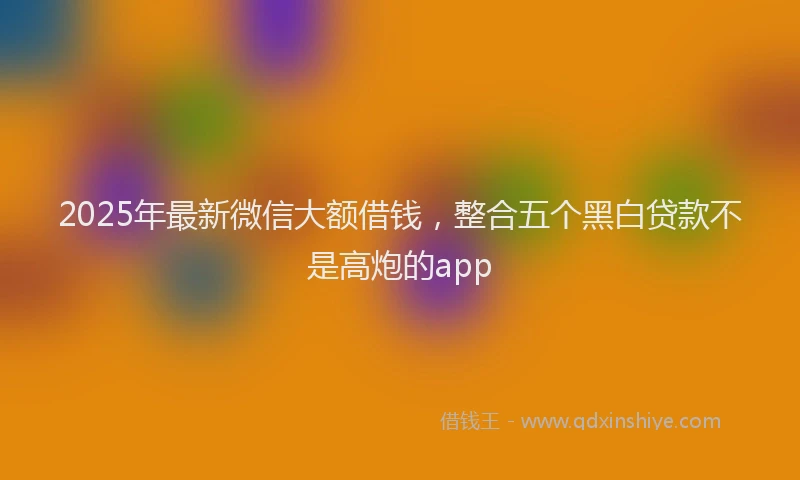 2025年最新微信大额借钱，整合五个黑白贷款不是高炮的app