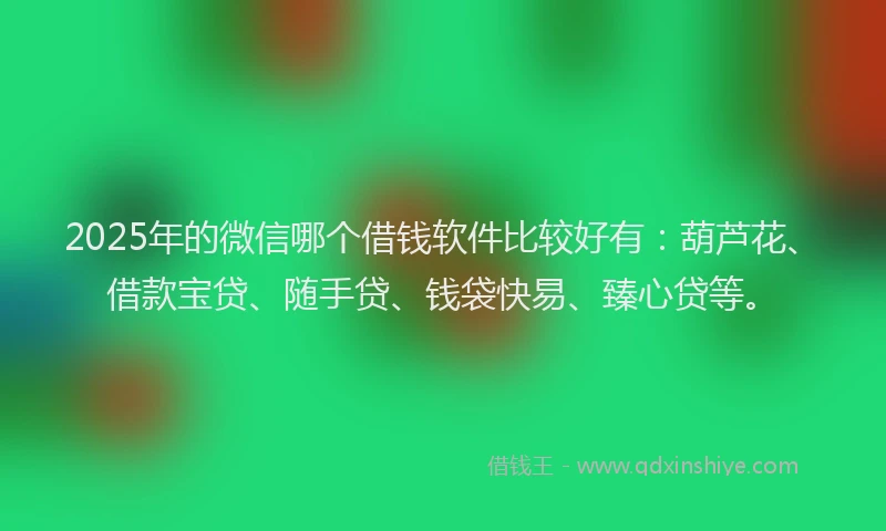 2025年的微信哪个借钱软件比较好有：葫芦花、借款宝贷、随手贷、钱袋快易、臻心贷等。