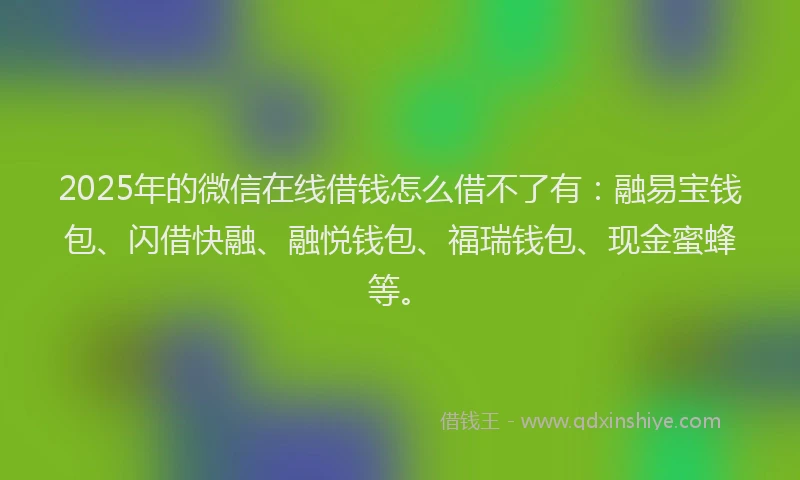 2025年的微信在线借钱怎么借不了有：融易宝钱包、闪借快融、融悦钱包、福瑞钱包、现金蜜蜂等。