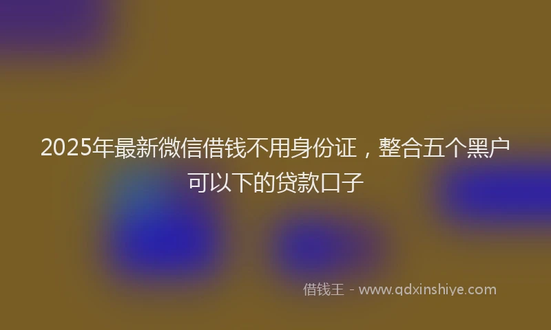 2025年最新微信借钱不用身份证，整合五个黑户可以下的贷款口子