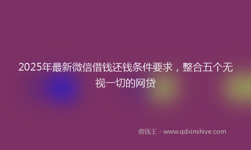 2025年最新微信借钱还钱条件要求，整合五个无视一切的网贷