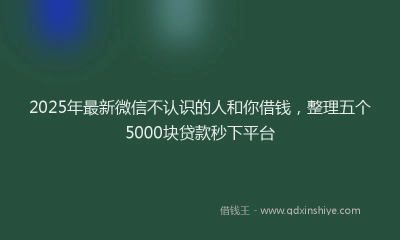 2025年最新微信不认识的人和你借钱，整理五个5000块贷款秒下平台