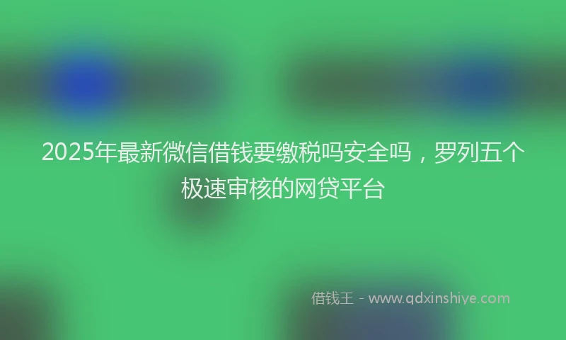 2025年最新微信借钱要缴税吗安全吗，罗列五个极速审核的网贷平台