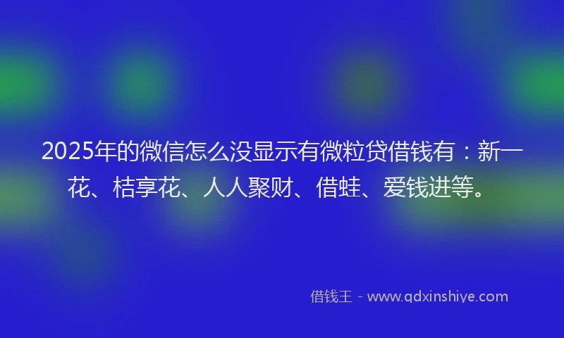 2025年的微信怎么没显示有微粒贷借钱有：新一花、桔享花、人人聚财、借蛙、爱钱进等。