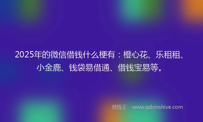 2025年的微信借钱什么梗有：橙心花、乐租租、小金鹿、钱袋易借通、借钱宝易等。