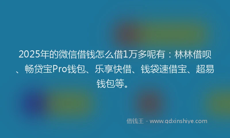 2025年的微信借钱怎么借1万多呢有：林林借呗、畅贷宝Pro钱包、乐享快借、钱袋速借宝、超易钱包等。