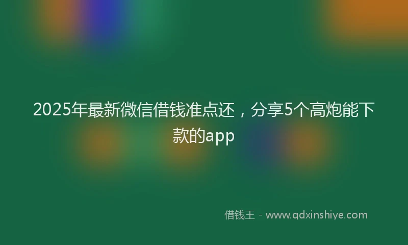 2025年最新微信借钱准点还，分享5个高炮能下款的app
