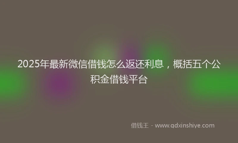 2025年最新微信借钱怎么返还利息，概括五个公积金借钱平台